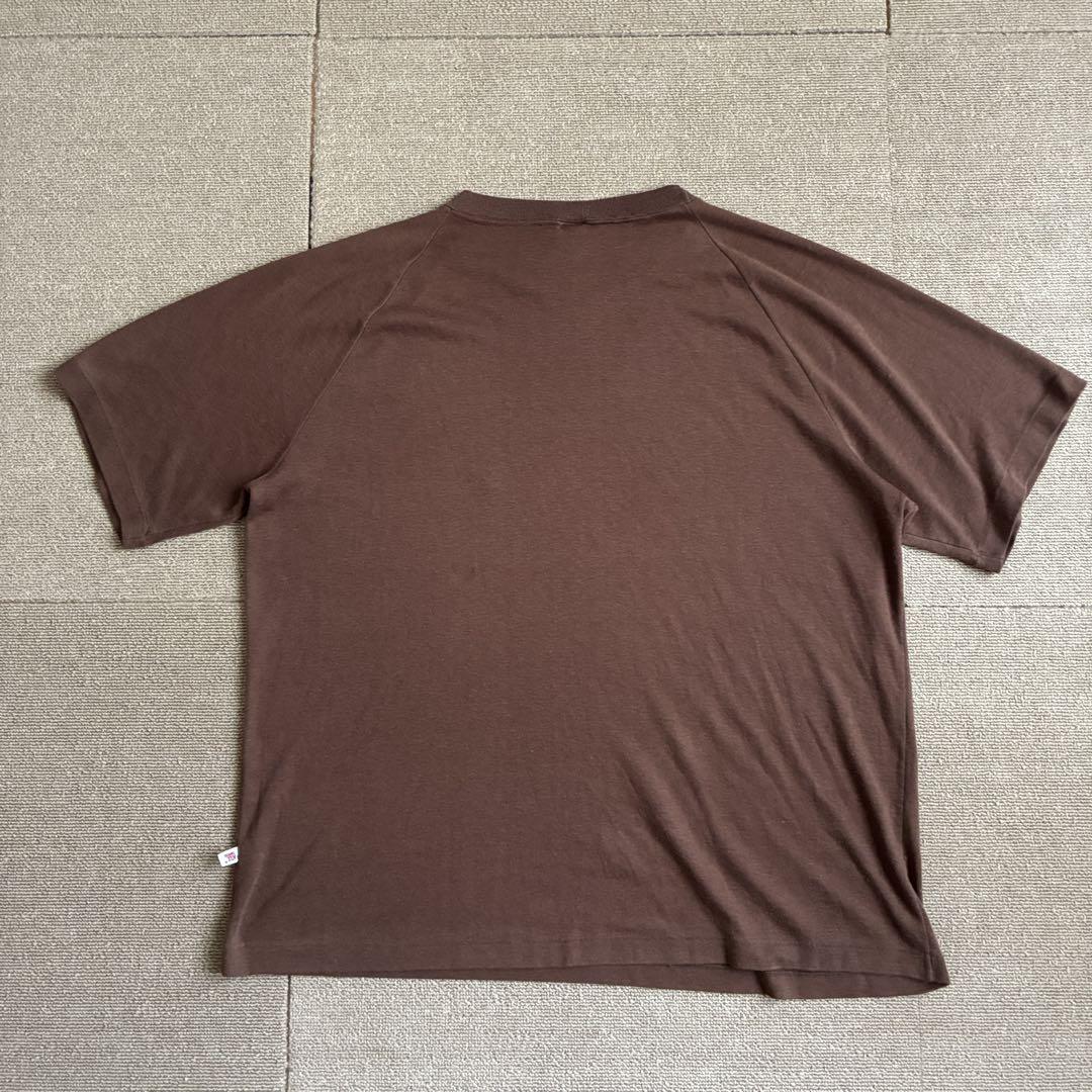 リペアあり HANG TEN 70s ラグラン 刺繍ロゴ Tシャツ 茶 L