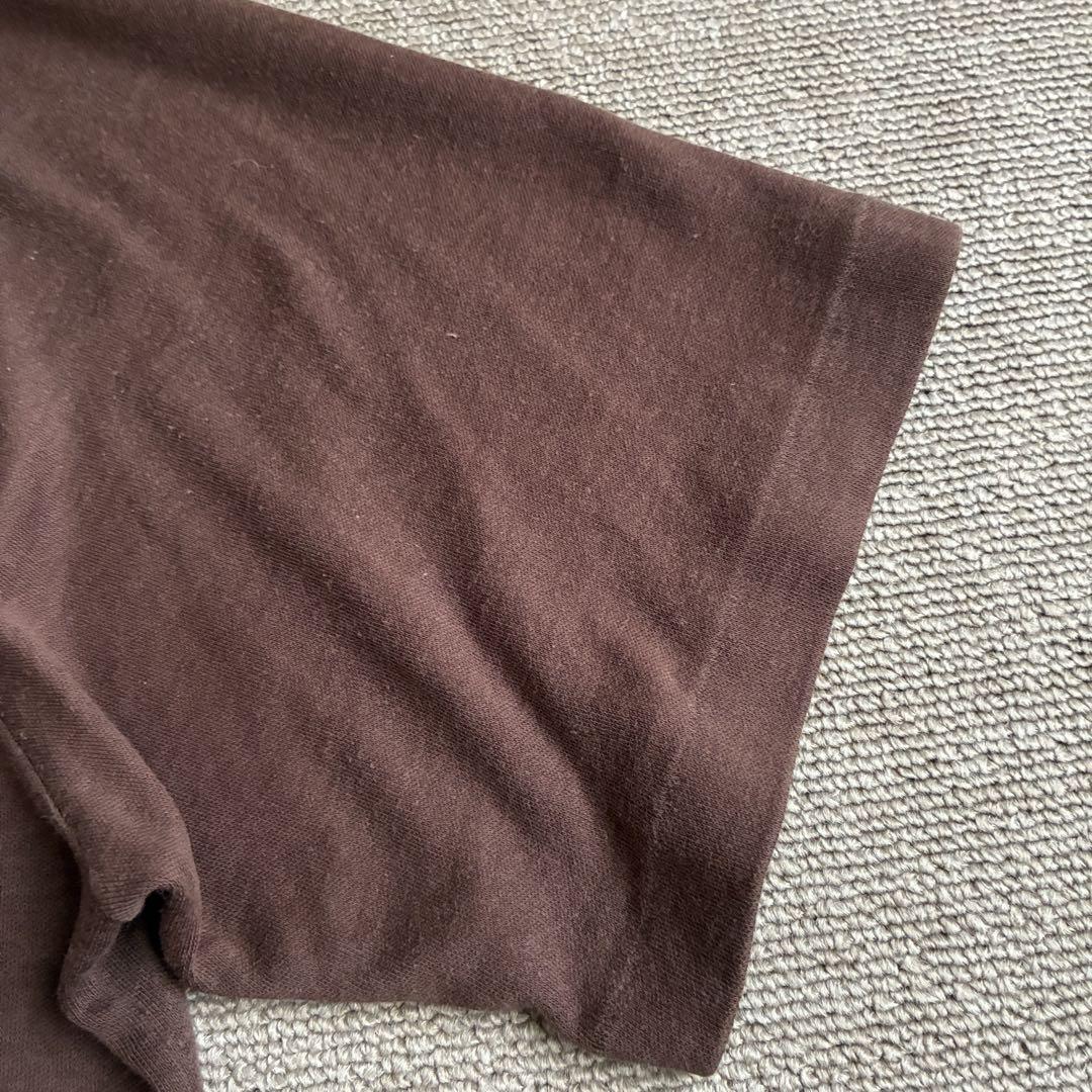 リペアあり HANG TEN 70s ラグラン 刺繍ロゴ Tシャツ 茶 L