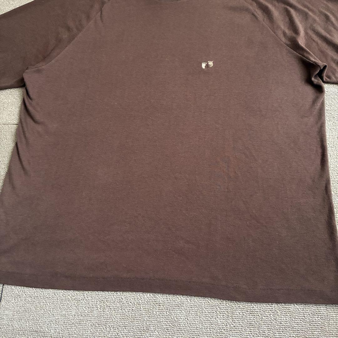 リペアあり HANG TEN 70s ラグラン 刺繍ロゴ Tシャツ 茶 L