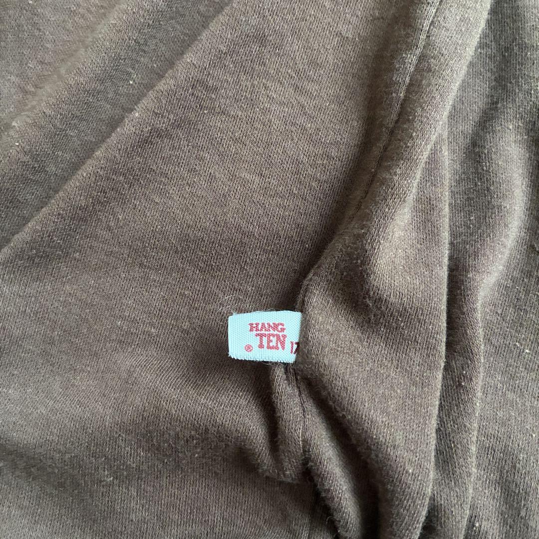 リペアあり HANG TEN 70s ラグラン 刺繍ロゴ Tシャツ 茶 L