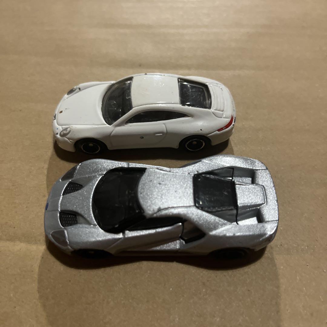 トミカ2台セット フォードGT ポルシェ911カレラ 白 シルバー