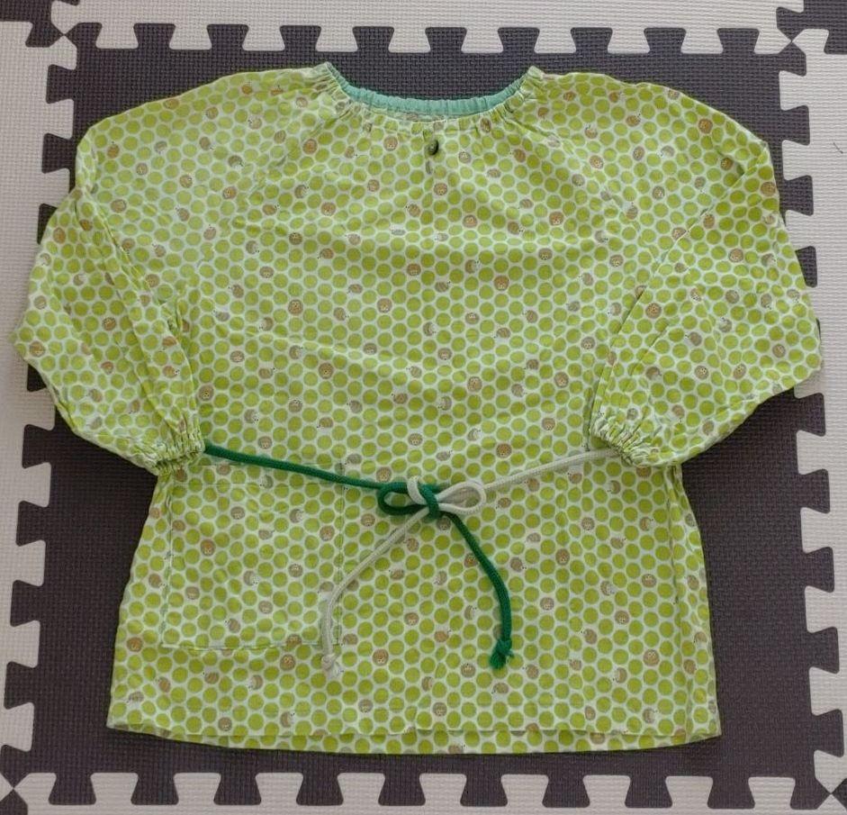 105円 スーパーセール USEDハンドメイド スモック 作業着 120~130cmくらい