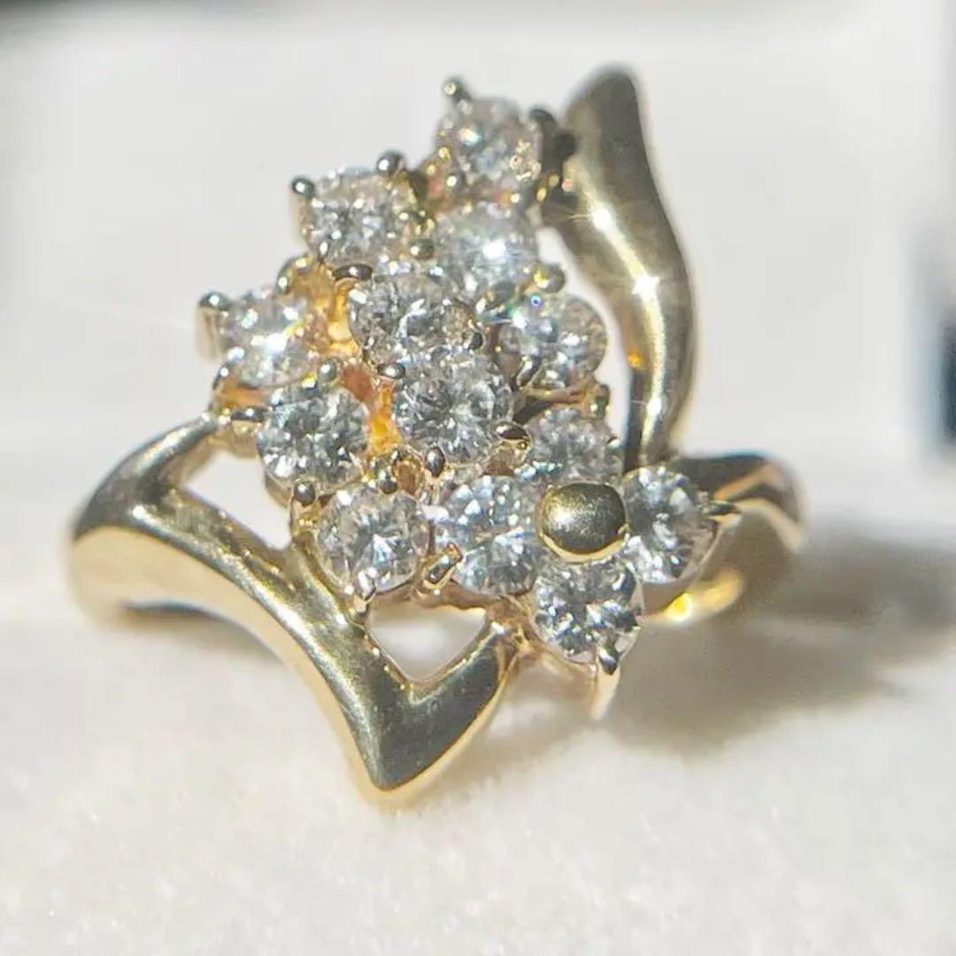 【鑑別付き 未使用】K18 ダイヤモンド 1ct リング 鑑別付き 1カラット