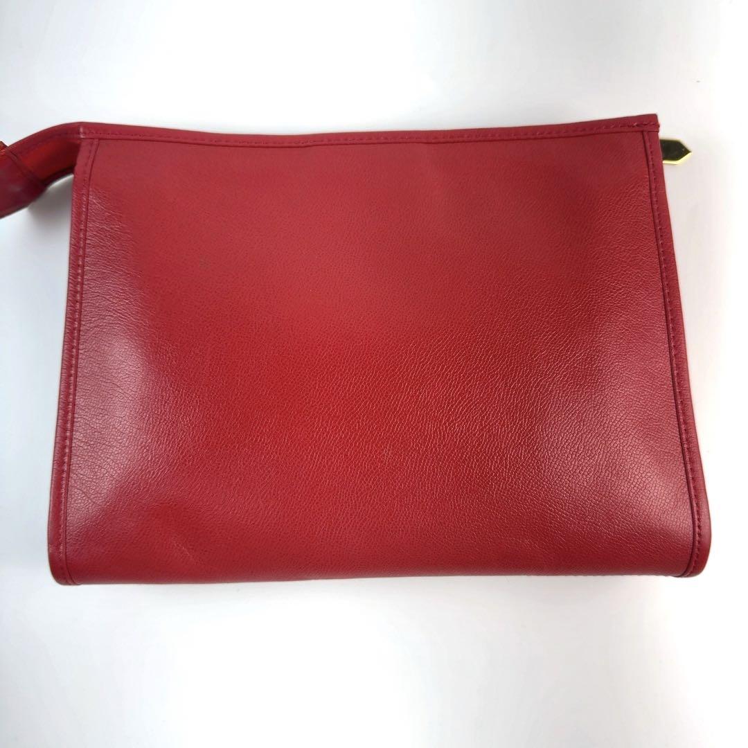 【美品】イヴ・サンローラン クラッチバッグ レッド レザー YSL