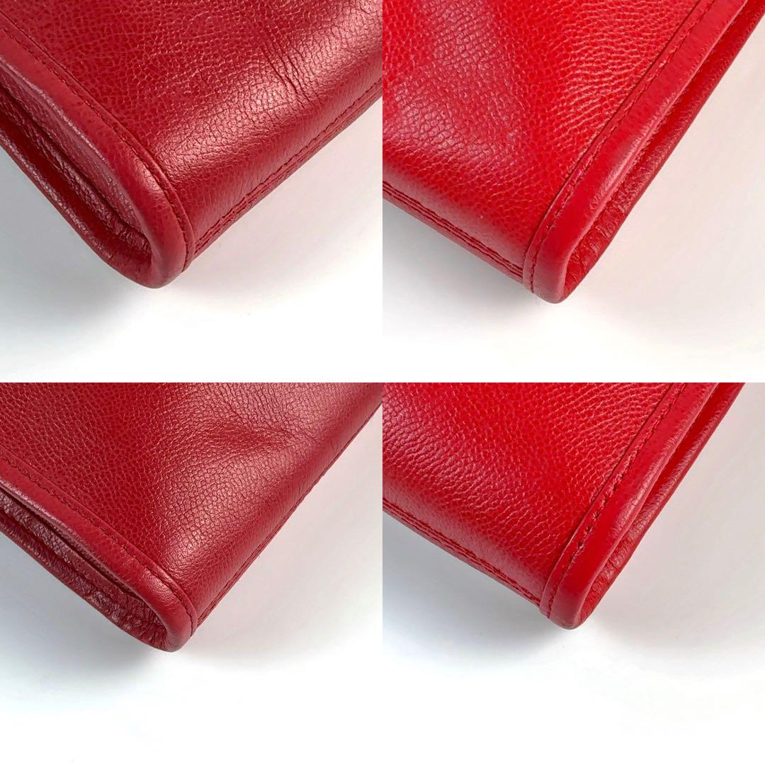 【美品】イヴ・サンローラン クラッチバッグ レッド レザー YSL