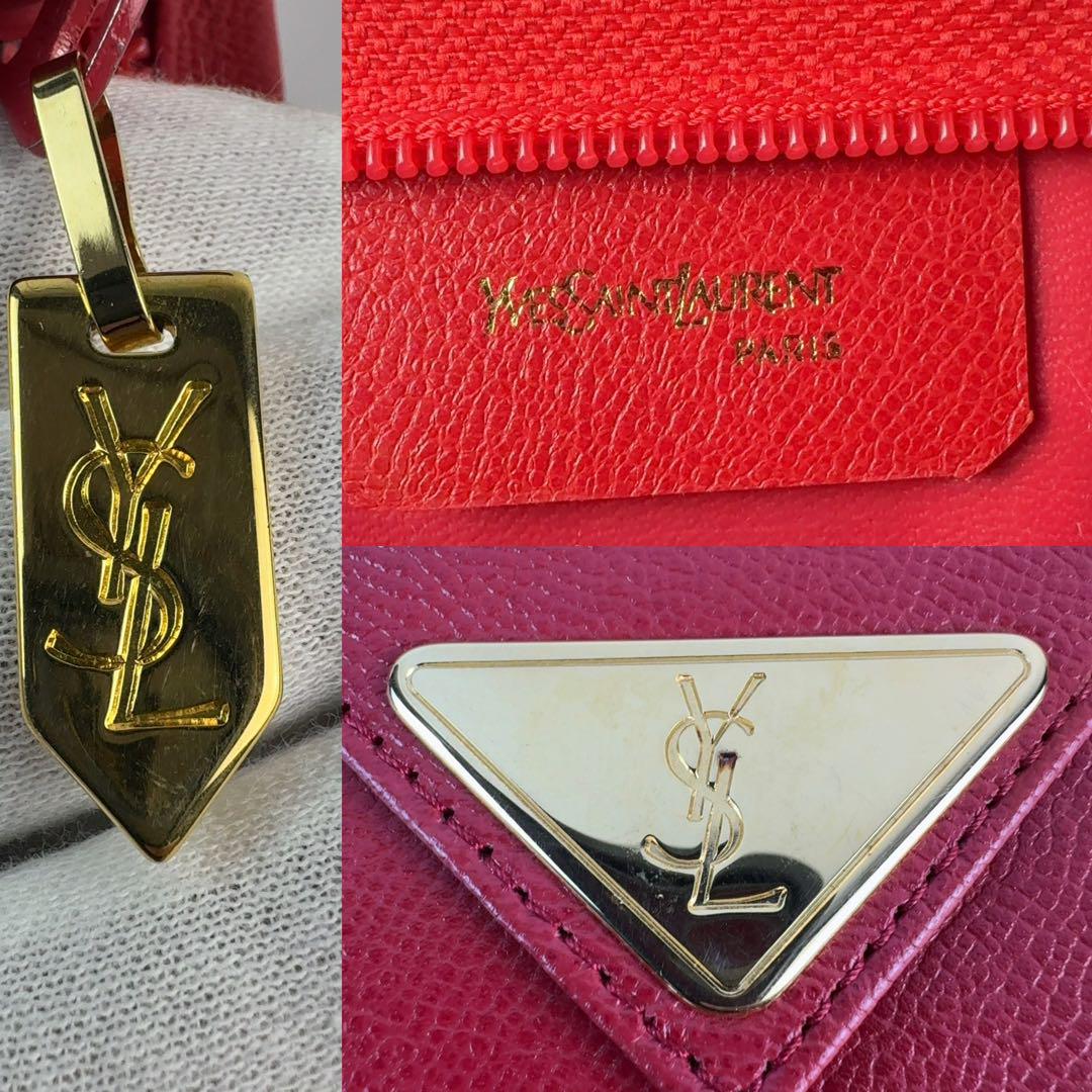 【美品】イヴ・サンローラン クラッチバッグ レッド レザー YSL