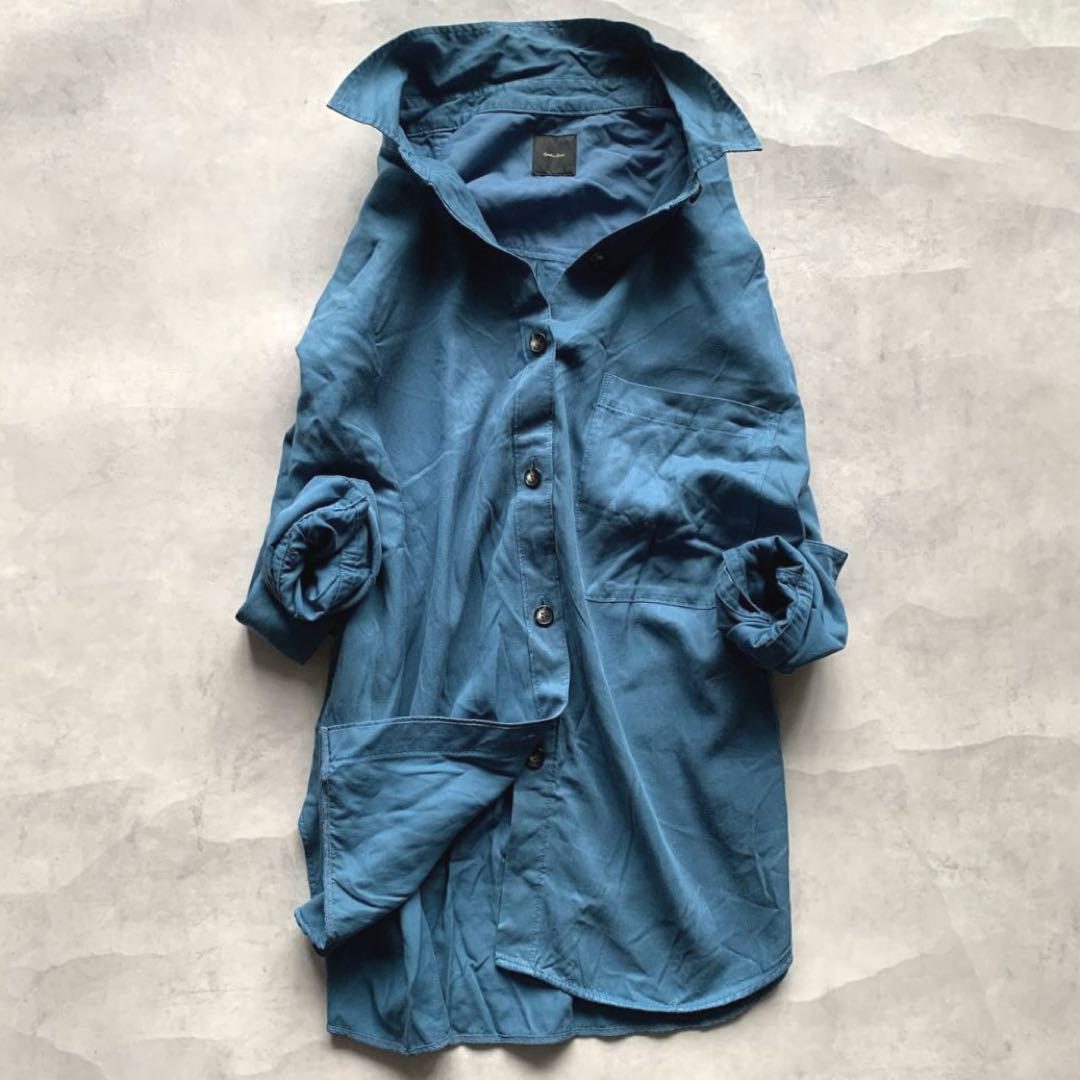 スピックアンドスパン Spick&Span シャツ 長袖 ブルー デニム とろみ