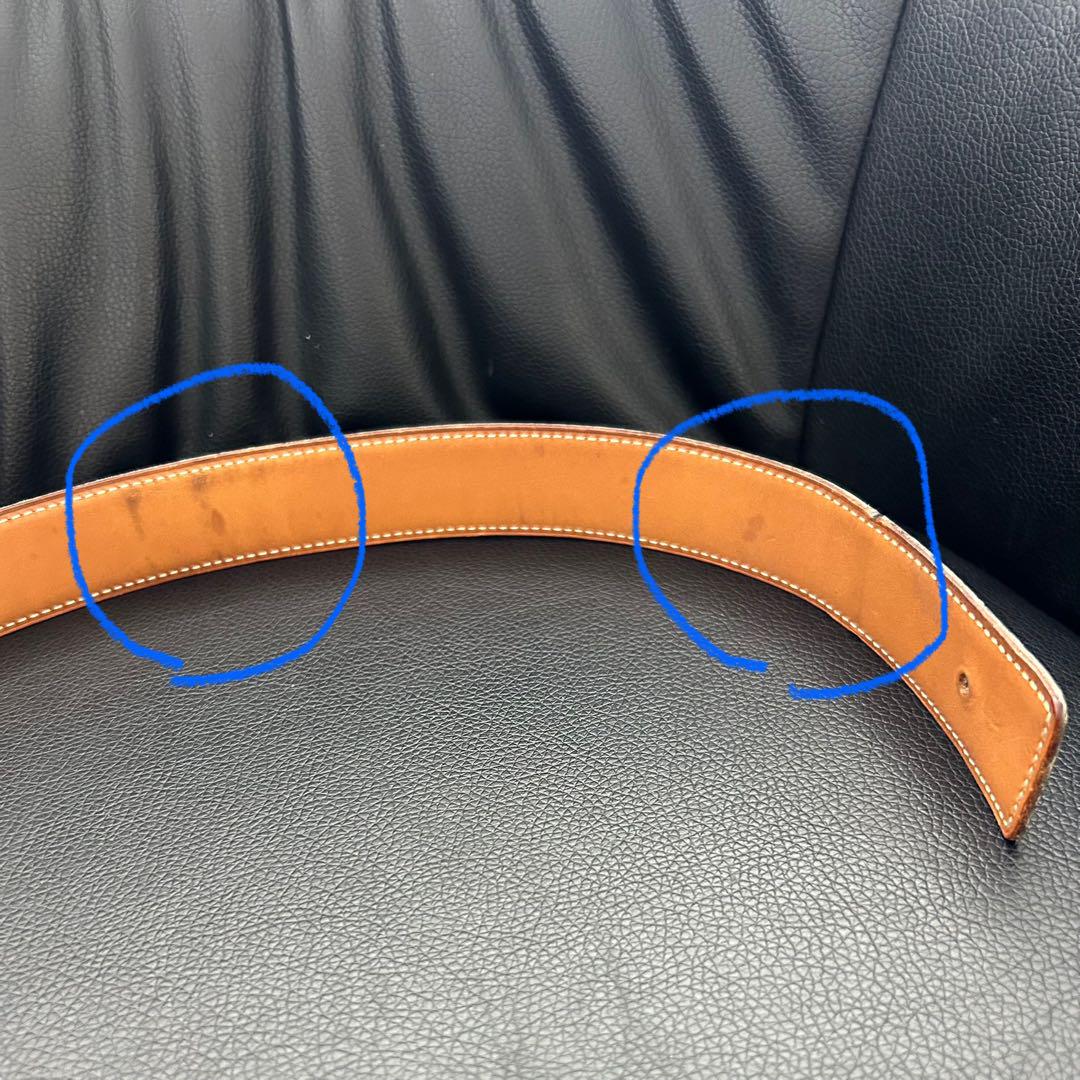 HERMES エルメス ボックスカーフ レザーベルト 黒　□B刻印 90