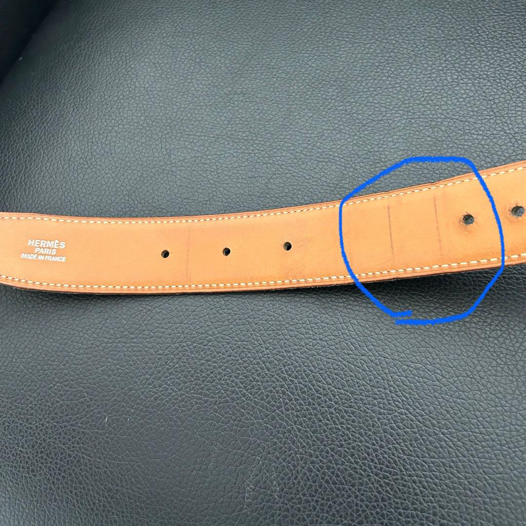 HERMES エルメス ボックスカーフ レザーベルト 黒　□B刻印 90