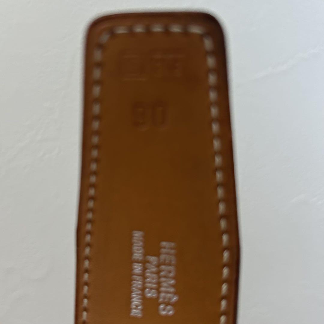 HERMES エルメス ボックスカーフ レザーベルト 黒　□B刻印 90