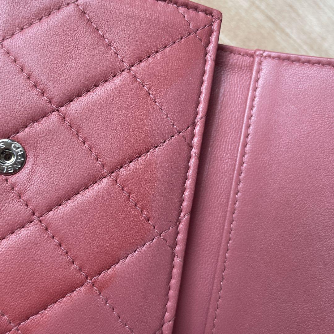 CHANEL マトラッセ 三つ折り財布 ピンク