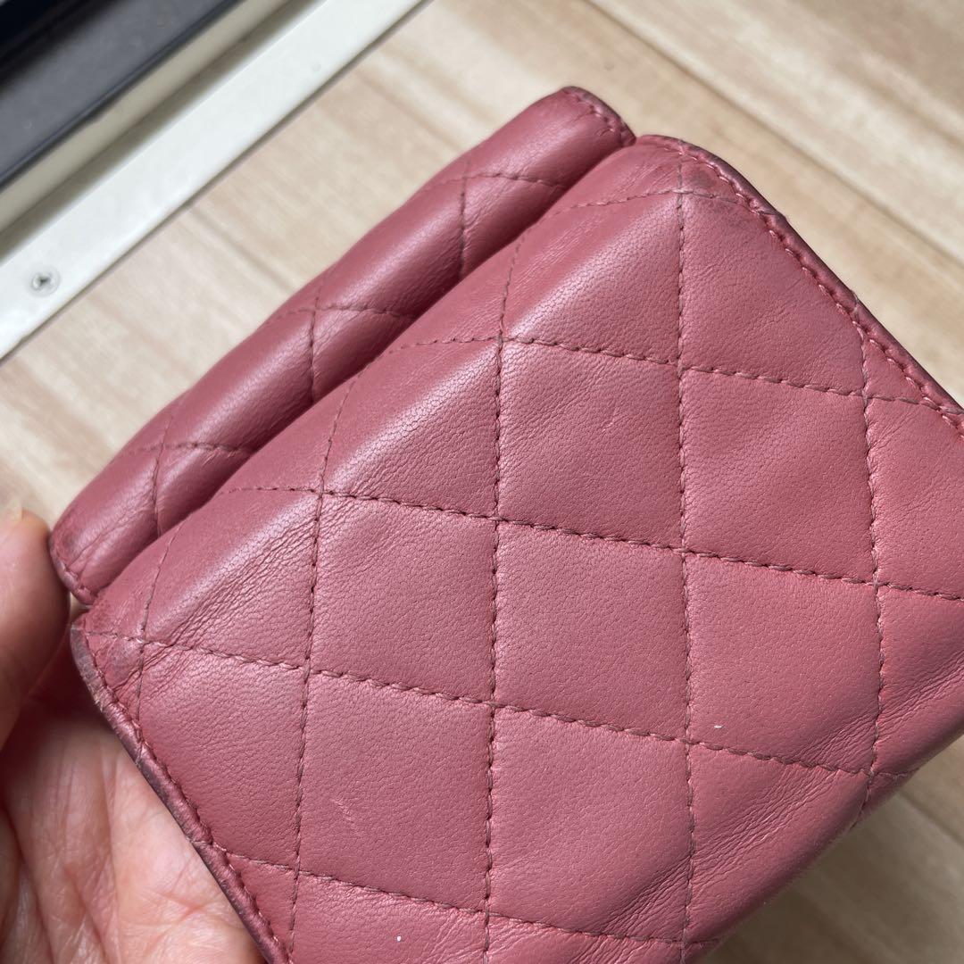 CHANEL マトラッセ 三つ折り財布 ピンク