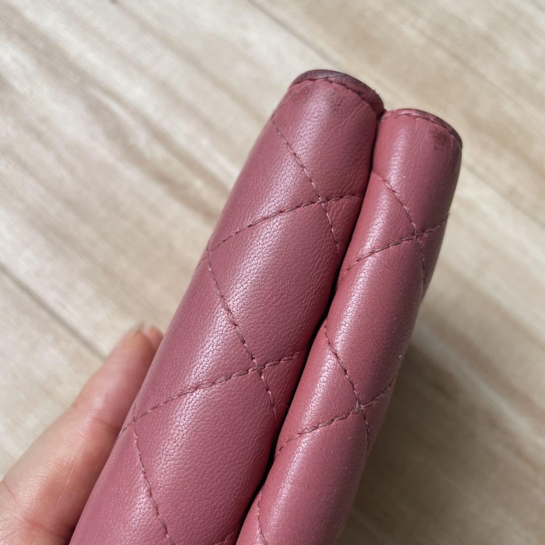 CHANEL マトラッセ 三つ折り財布 ピンク