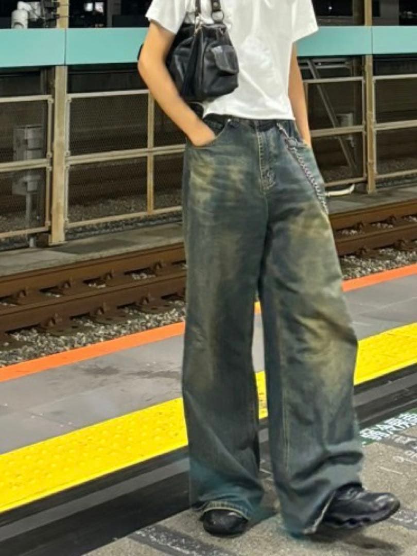 menes jaded london ZARA デニム　バギー　オーバーダイ　古