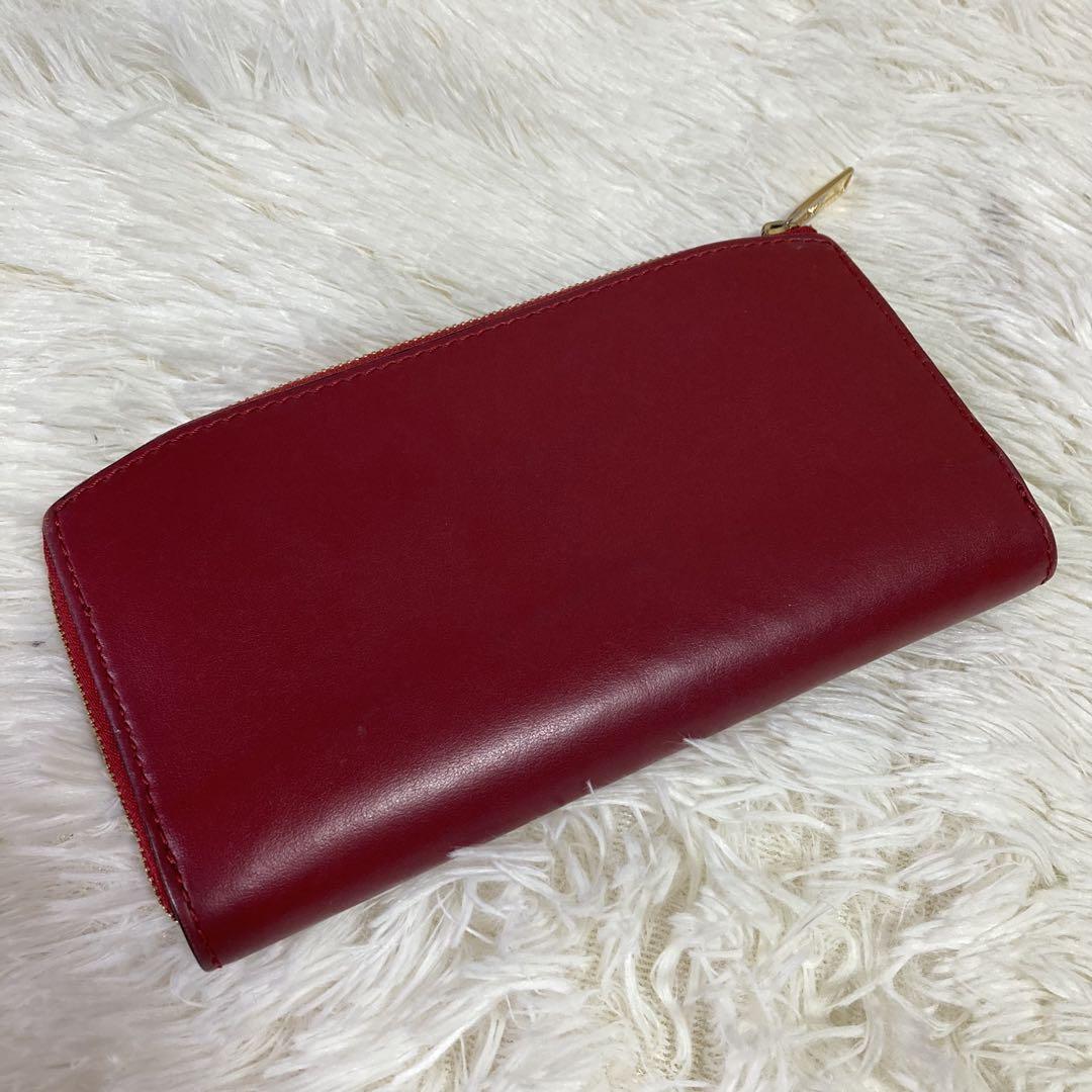 美品】希少】バーバリー 長財布 レッド レザー 裏地チェック柄