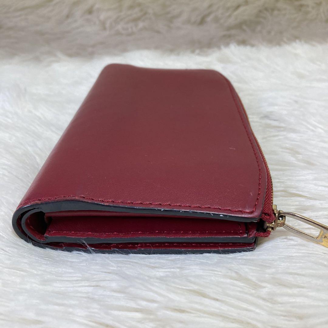 美品】希少】バーバリー 長財布 レッド レザー 裏地チェック柄