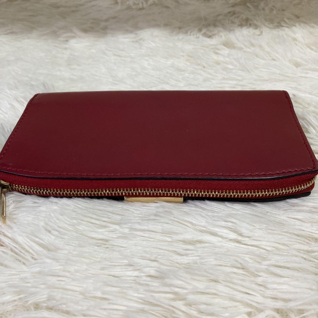 美品】希少】バーバリー 長財布 レッド レザー 裏地チェック柄