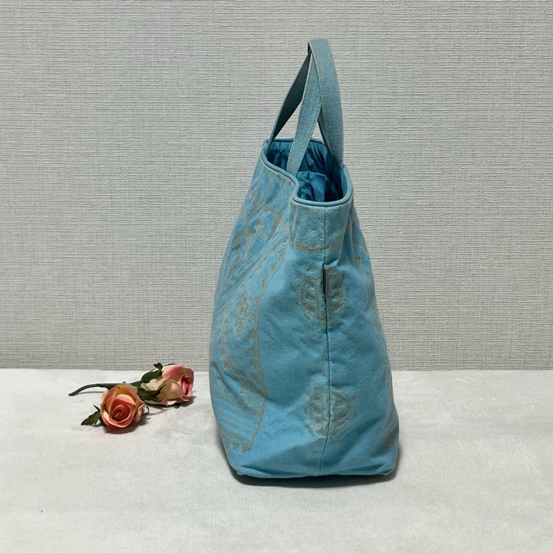 【美中古品】ISSEY MIYAKE《Tamasha》 ミニトート ターコイズ