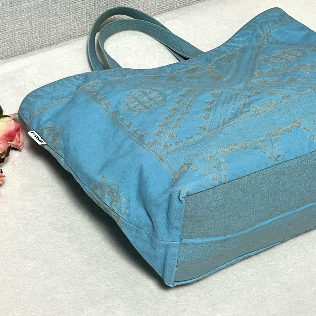 【美中古品】ISSEY MIYAKE《Tamasha》 ミニトート ターコイズ