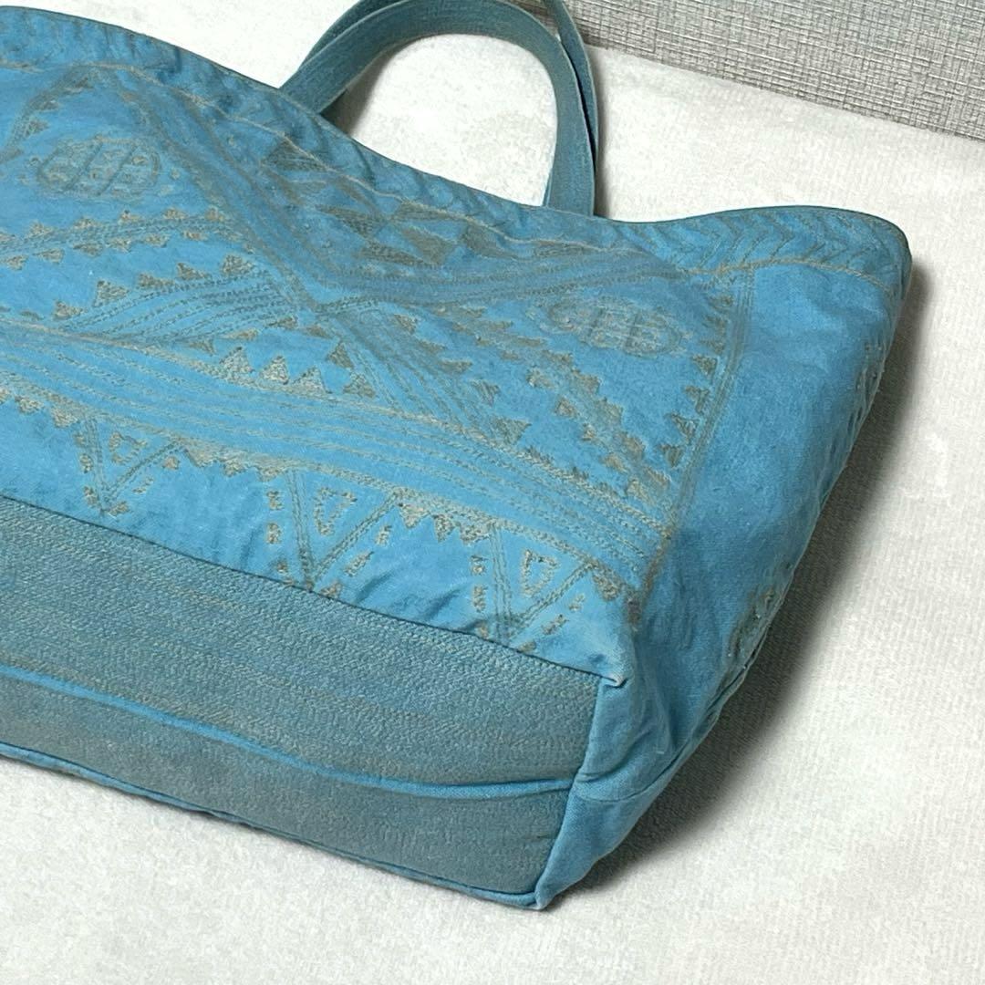 【美中古品】ISSEY MIYAKE《Tamasha》 ミニトート ターコイズ