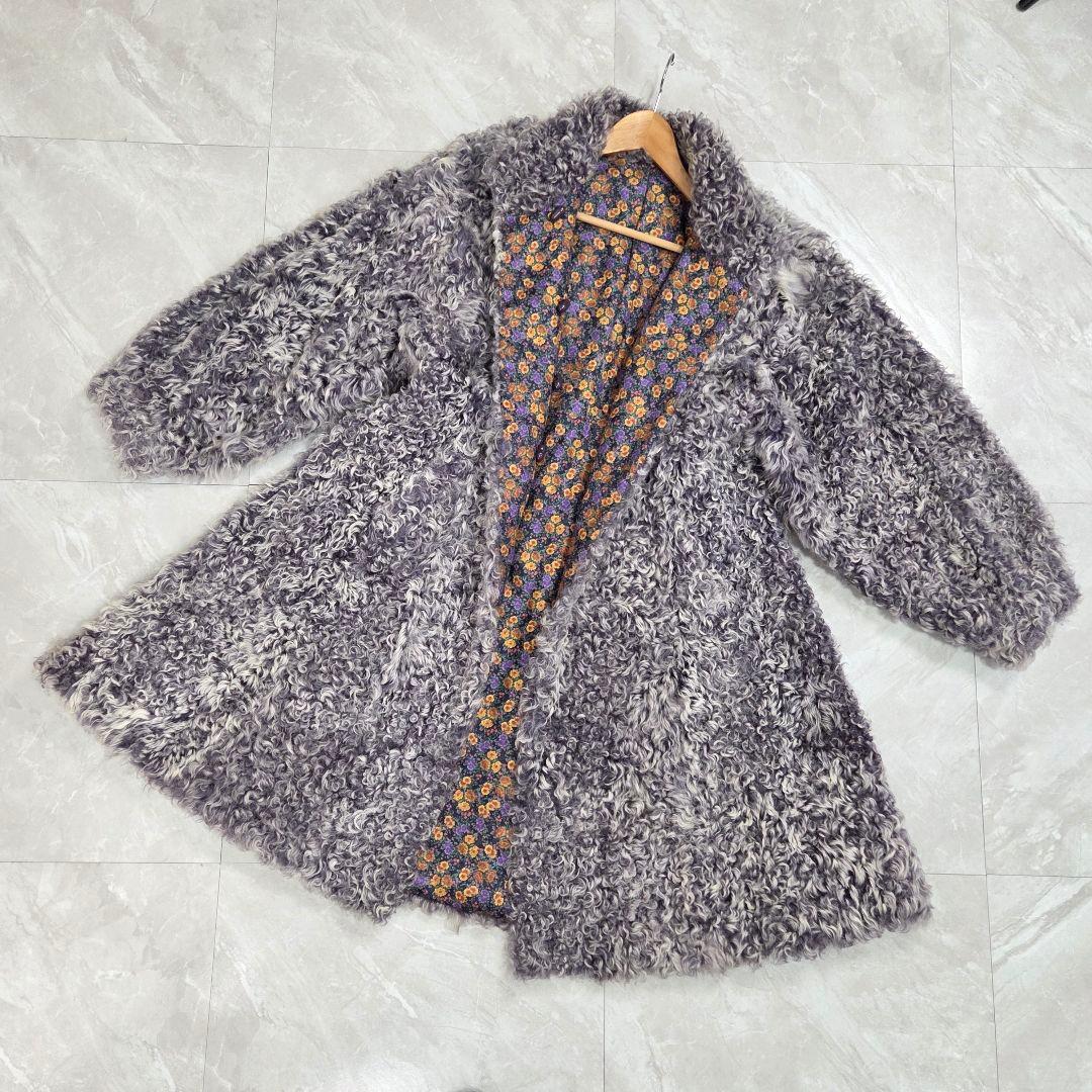 エンバ EMBA フレアコート カルガンプレート ラムファー リバーシブル 花柄