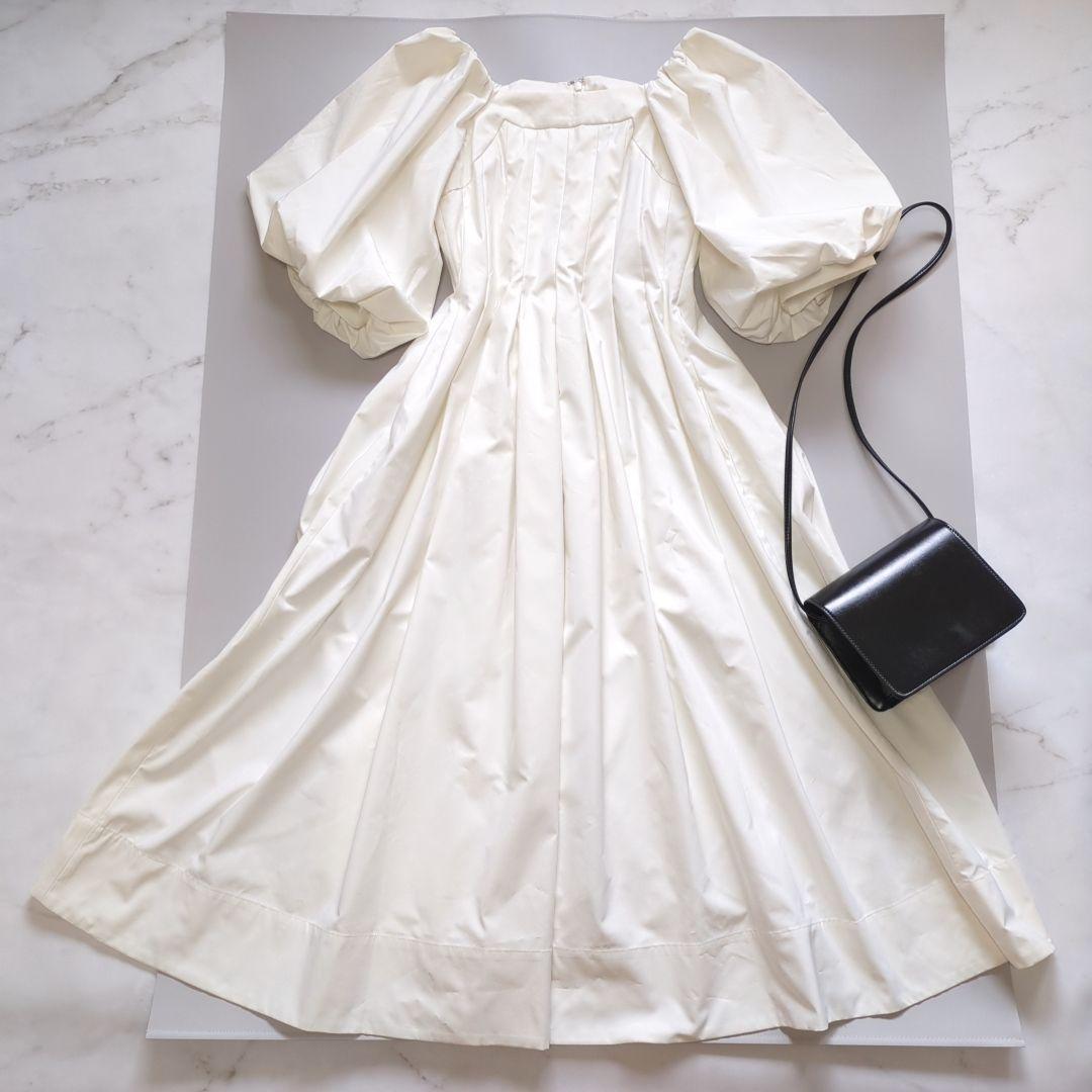 【美品】セルフォード スクエアネック パフスリーブ ロングワンピース フレア