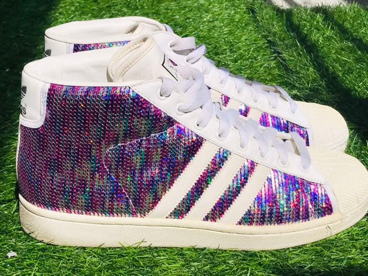 adidas JEREMY SCOTT スパンコール ハイカット スニーカー | alolift.com