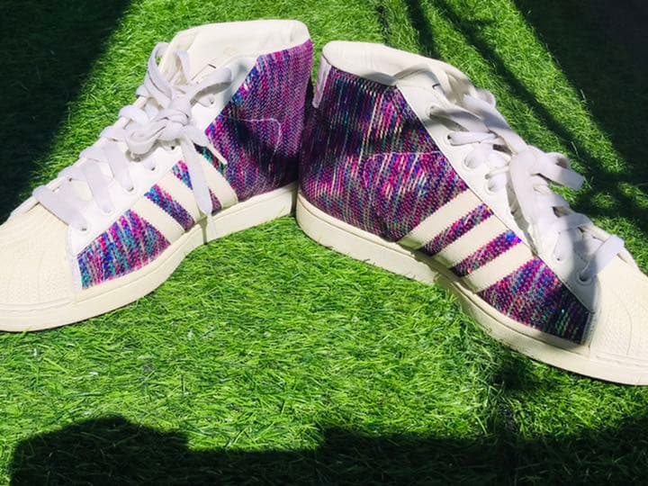 adidas JEREMY SCOTT スパンコール ハイカット スニーカー | alolift.com