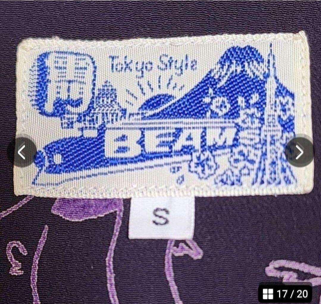 美品 匿名配送 BEAMS 雷門 和柄 マルチ柄 Sサイズ アロハシャツ 画像17
