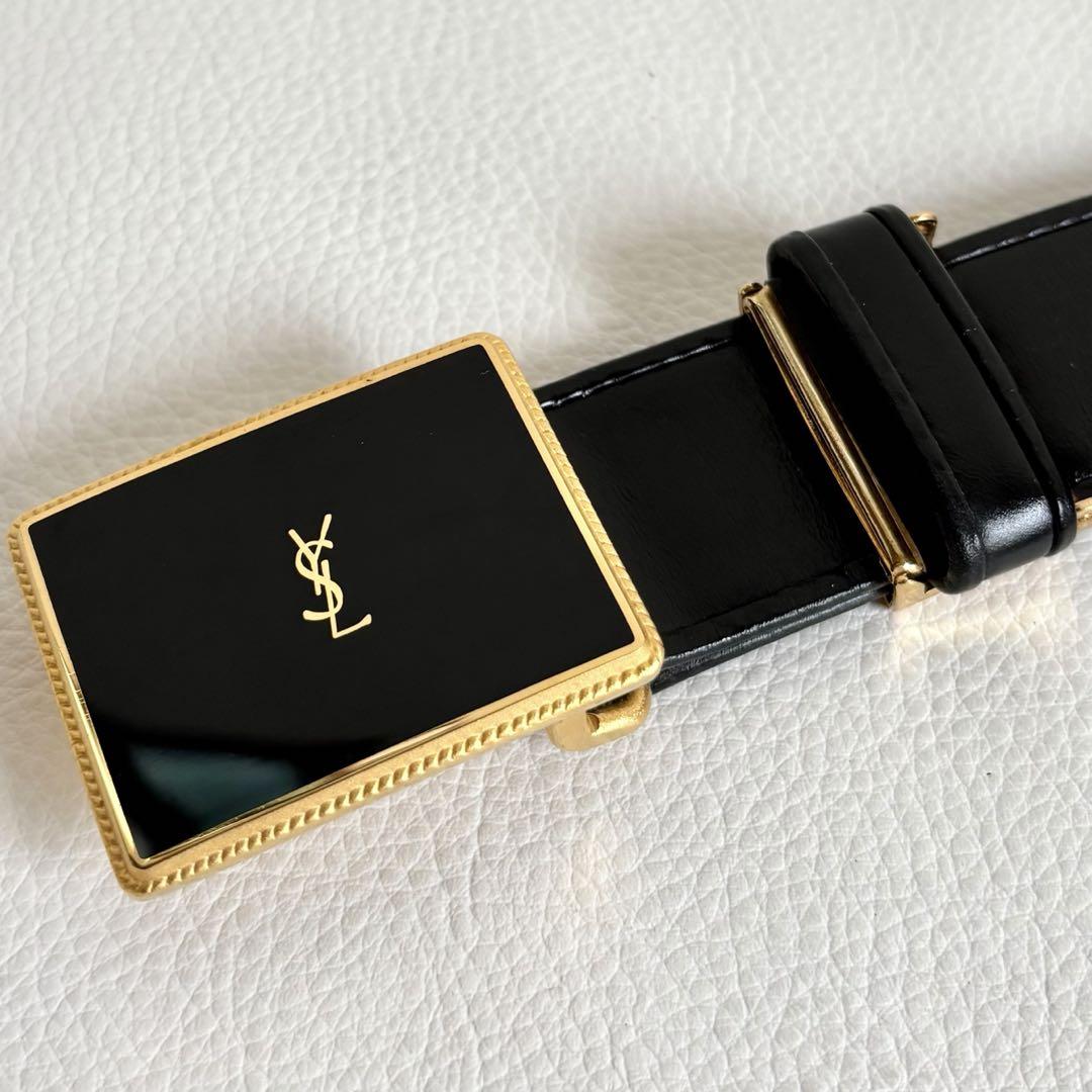 【美品】【イヴサンローラン】YSL ロゴ レザー ベルト メンズ 箱付き