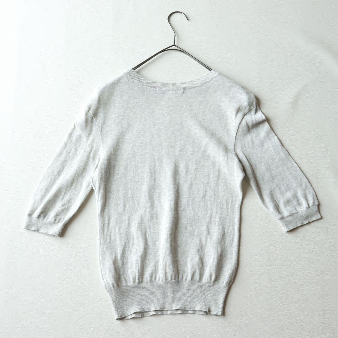 5169【美品】45R ギマニットセーター コットン ニット 擬麻加工 冷房対策 5169【美品】45R ギマニットセーター コットン ニット 擬麻加工
