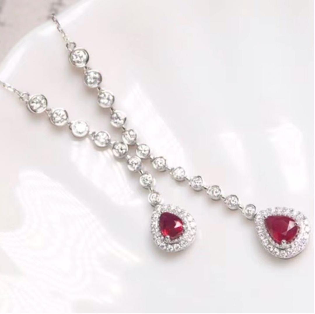 天然 ルビー ダイヤモンド ネックレス 0.63ct k18 z