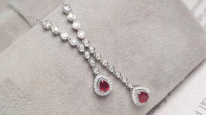 天然 ルビー ダイヤモンド ネックレス 0.63ct k18 z