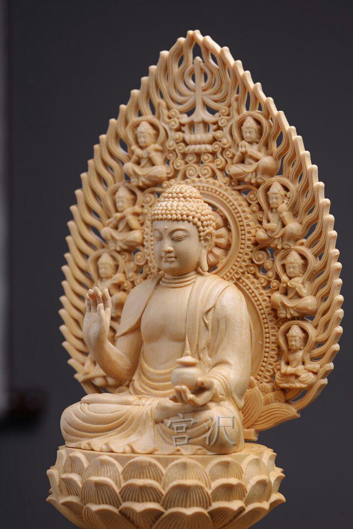宫沢】 極上品 文殊菩薩 供養品 木工細工 仏壇仏像 木彫仏像