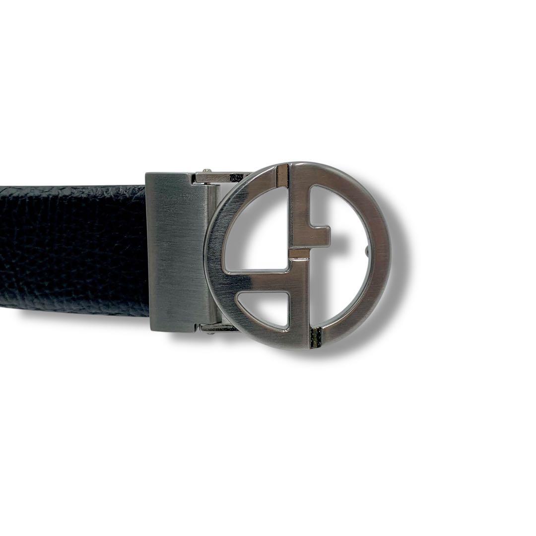 美品✨ジョルジオアルマーニ ベルト GAロゴバックル シルバー金具 ブラック 黒