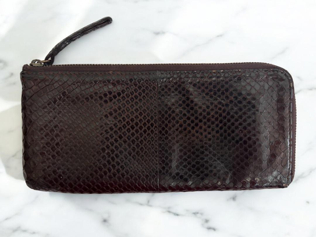 【genten／ゲンテン】ダイヤモンドパイソン 蛇革 薄型長財布