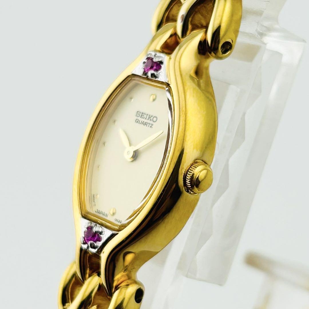 【新品電池】2748　SEIKO　腕時計　レディース　ゴールド　ストーン　　2p 新品電池】2748 SEIKO 腕時計 レディース ゴールド ストーン 2p