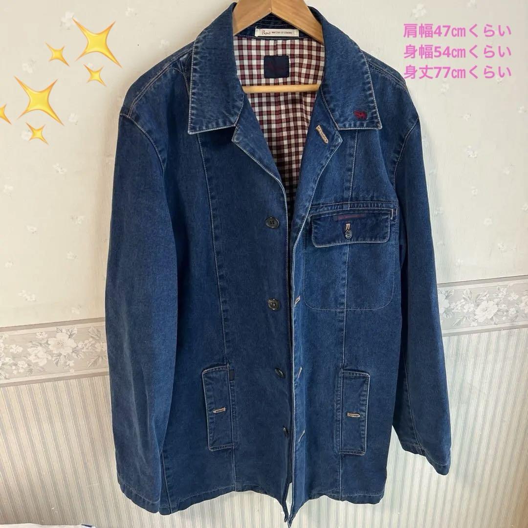美品✨✨パパス Papas デニムジャケット ブルゾン ギンガムチェック 長袖