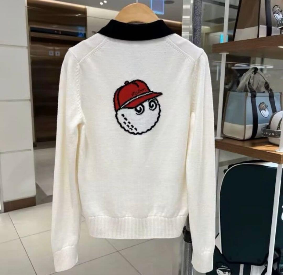 マルボン ゴルフウェア 長袖ニットポロ セーター素材の上品スタイル