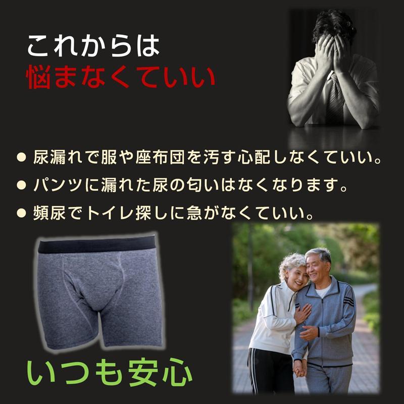 失禁パンツ 3枚セット 男 メンズ 尿漏れ3XL黒1枚とネイビー1枚とグレー1枚
