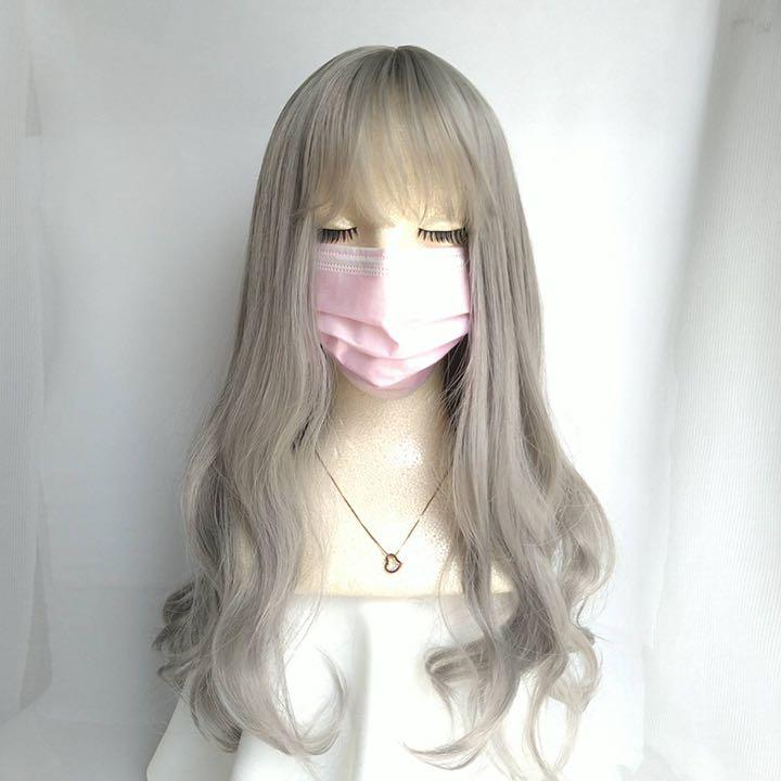 ゆるふわ シルバーグレー ボリューミー ロングカールフルウィッグ