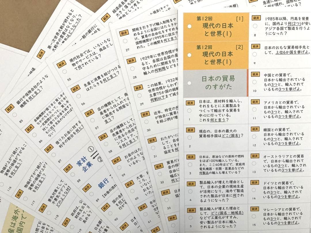 中学受験】予習シリーズ社会6年上(第1-13回) 暗記カード 早稲