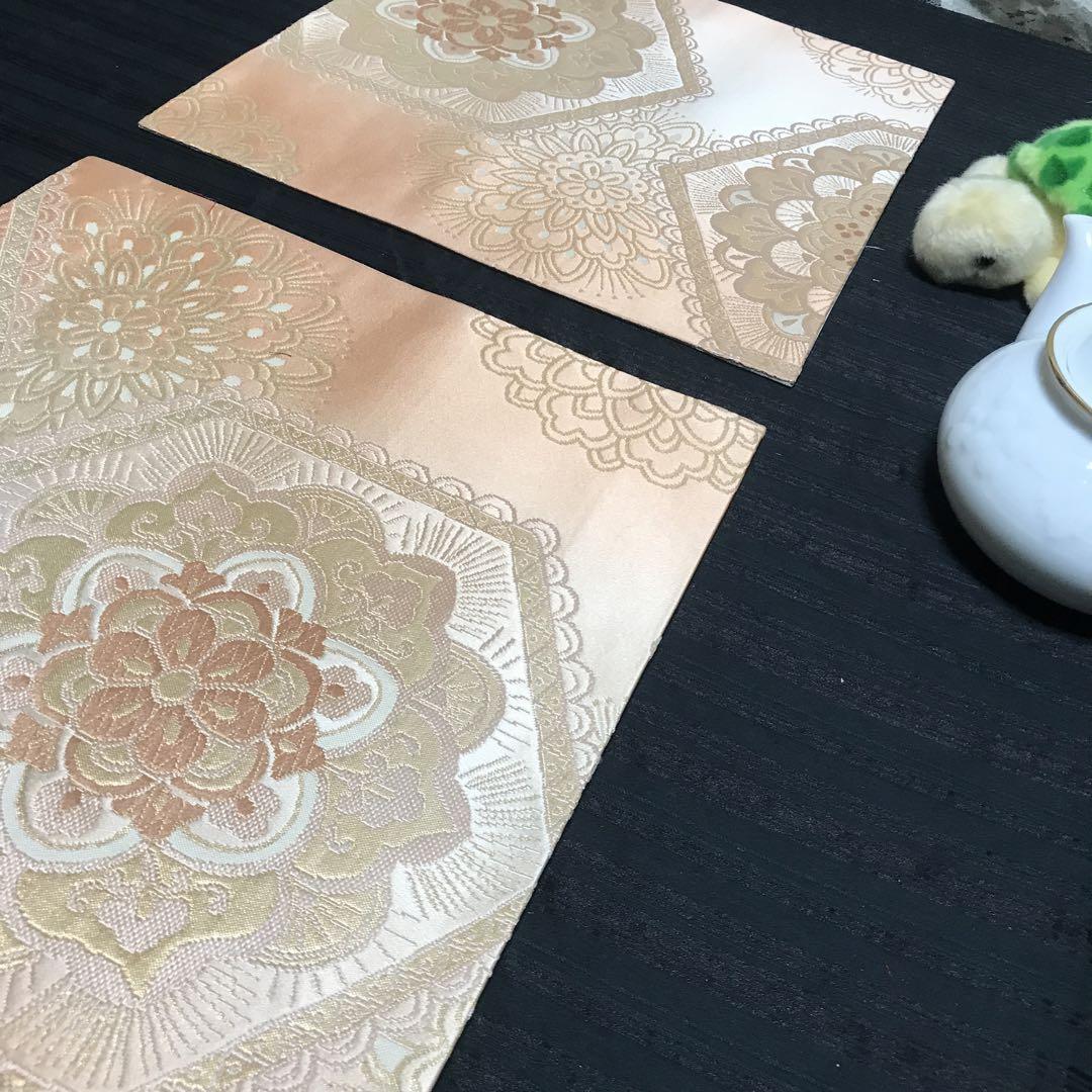 愛亀舞 引箔 亀甲花刺繍 ティーマット or 花瓶敷き 2点セット 帯 