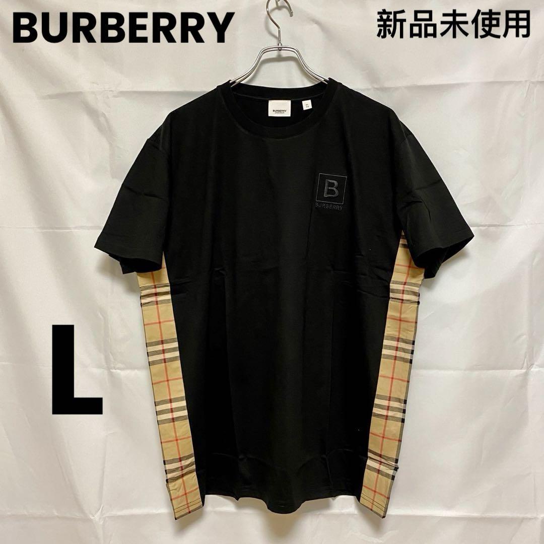 大人気新作 ロゴTシャツ チェック柄 バーバリー BURBERRY 新作 トップス L 黒 トップス