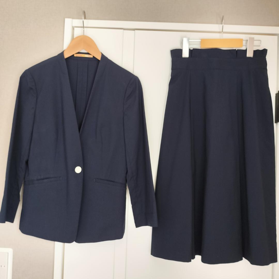 ネイビー スカートスーツ上下 Sサイズ