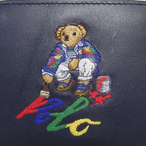 ポロ ラルフローレン ポロベア レザー ビルフォールド ウォレット 折財布 紺
