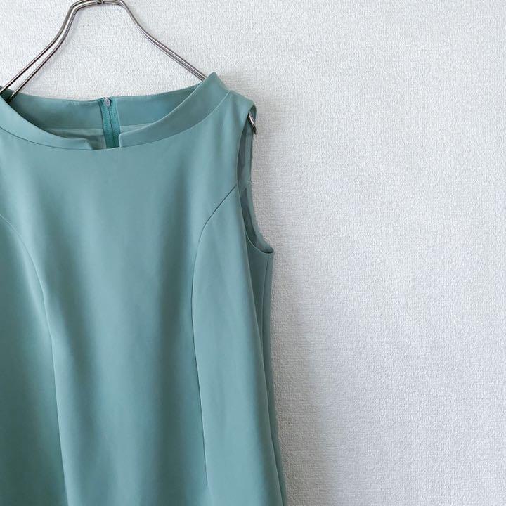 美品】フォクシー ワンピースドレス ギャザー ひざ丈 ミント