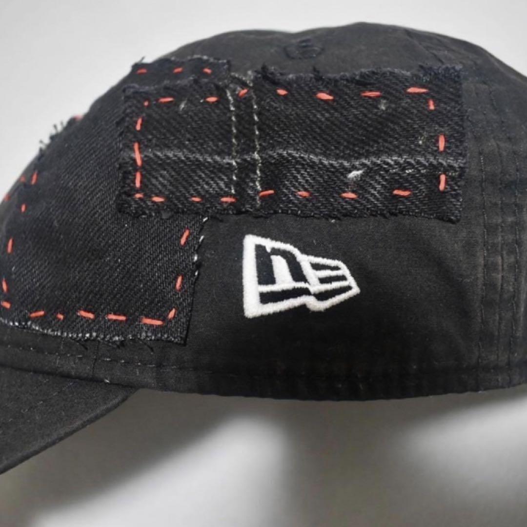 カスタム　9THIRTY NEW ERA クラスト　刺し子　パッチワーク　黒赤