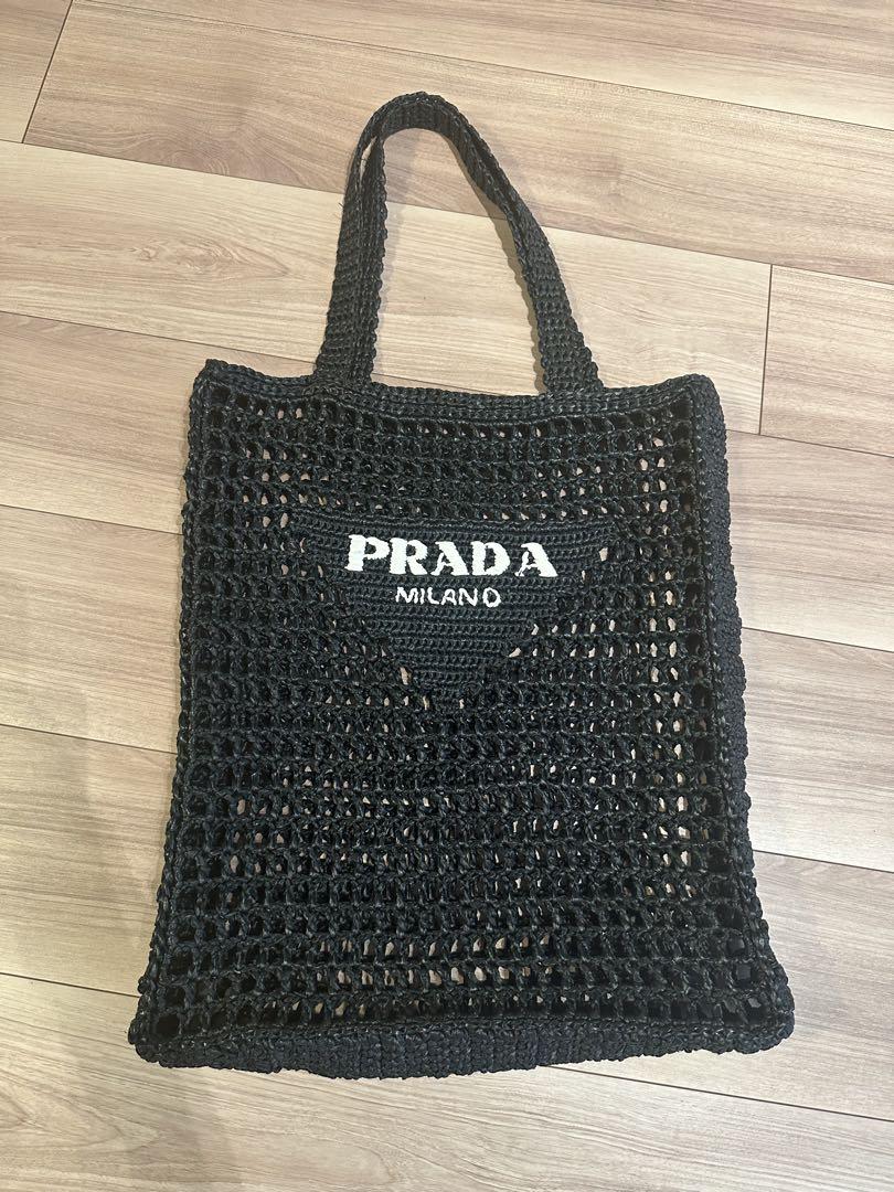 PRADA 編みバック クロシェ トートバッグ ブラック ハンドメイド