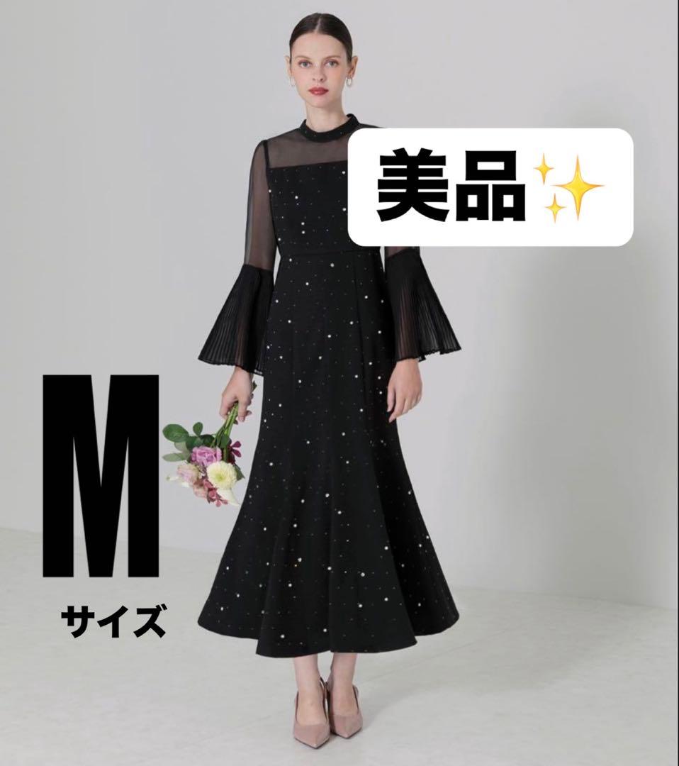 Leja パールビジュー付き透け感プリーツマーメイドワンピース　ワンピース